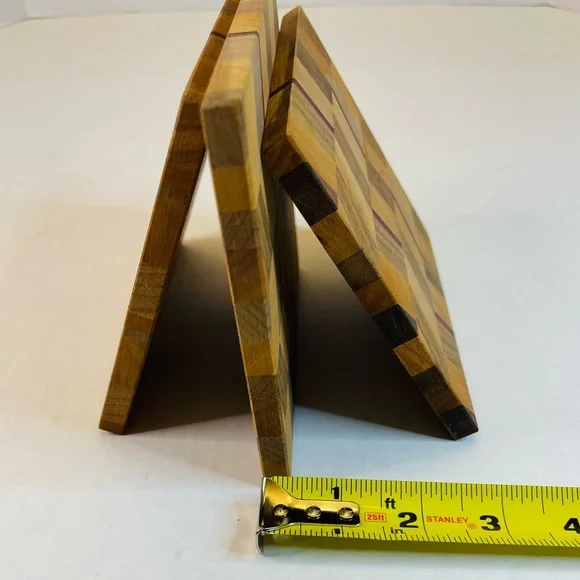 3 Wooden Trivets 5” x 6” Chevron Pattern - Picture 4 of 5